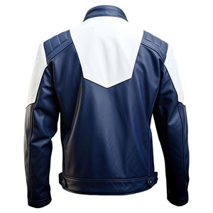 Navy White Racer Jacket — back view