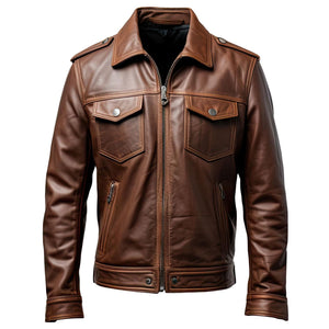 Dark Brown Trucker Jacket — side view