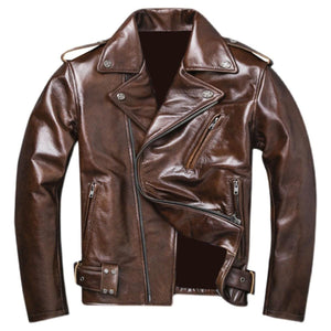 Vintage Brown Leather Coat — side view