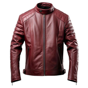 Maroon Slim Cafe Racer Jacket — side view