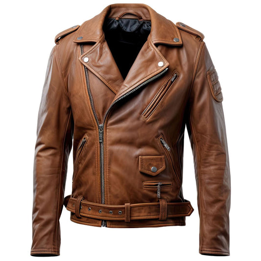 Sigma Provides Men’s Chocolate Brown Sheepskin Jacket – Asymmetric Lapel Collar Multi-Zip Biker Style