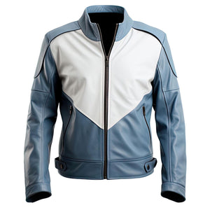 Dusty Blue Moto Jacket — side view
