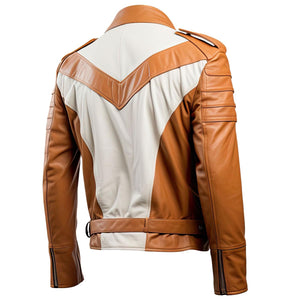 Peanut White Moto Jacket — back view