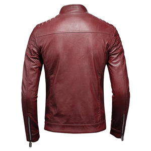 Red Quilted Cafe Racer Jacket