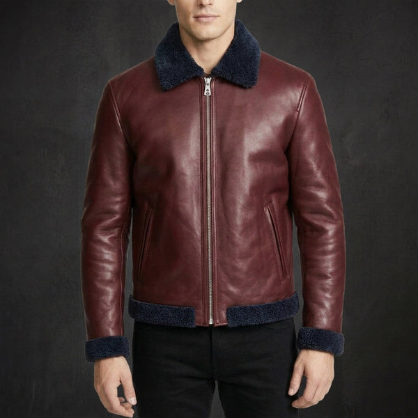 Burgundy Harlow Shearling Jacket
