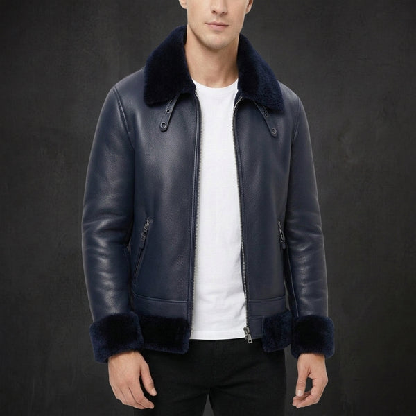 Navy Northgate Shearling Jacket