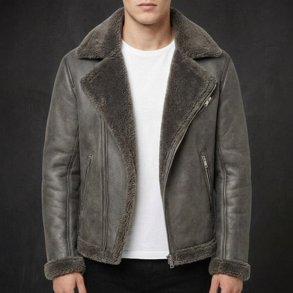 Ash Grey Harlow Shearling Jacket