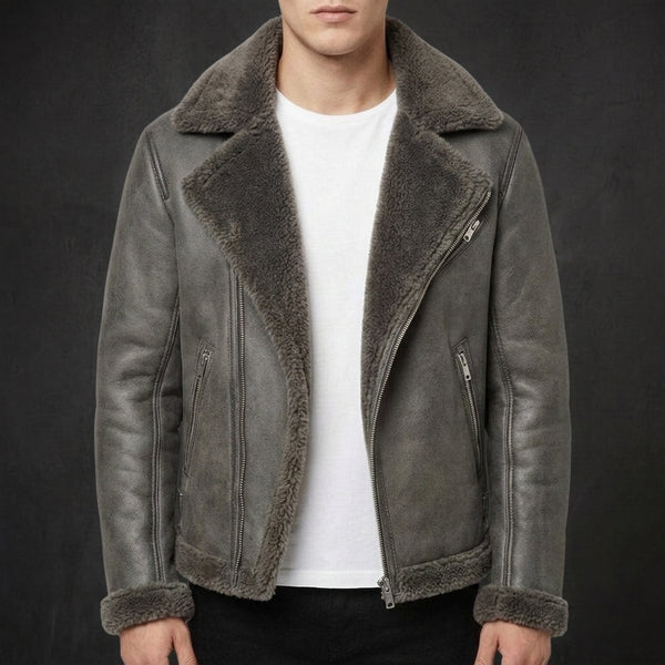 Ash Grey Harlow Shearling Jacket