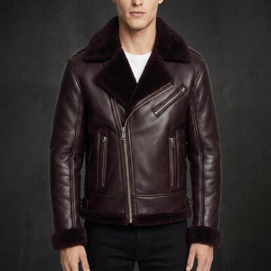 Maroon Harlow Shearling Jacket