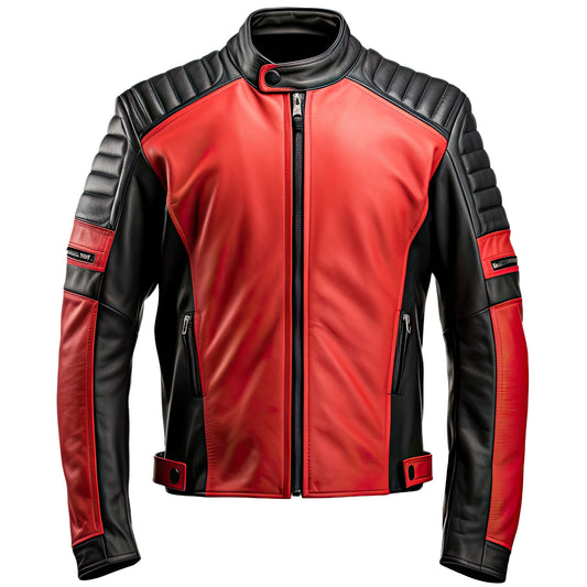 Sigma Offers Men’s Black Red Genuine Sheepskin Quilted Shoulders Biker Slim Fit Classy Casual Rider Café Racer Leather Jacket