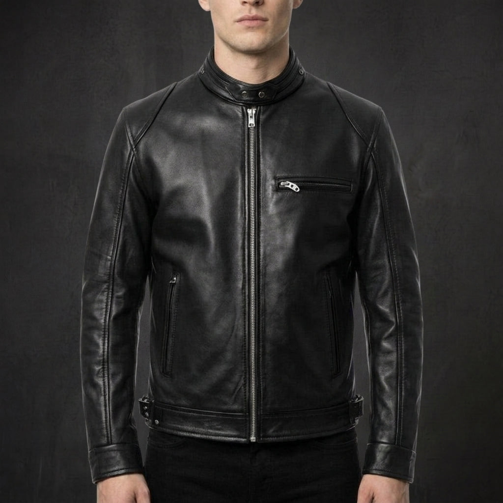 Black Military Cafe Racer Jacket
