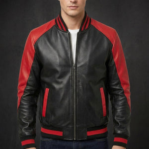 Black Red Varsity Bomber Jacket