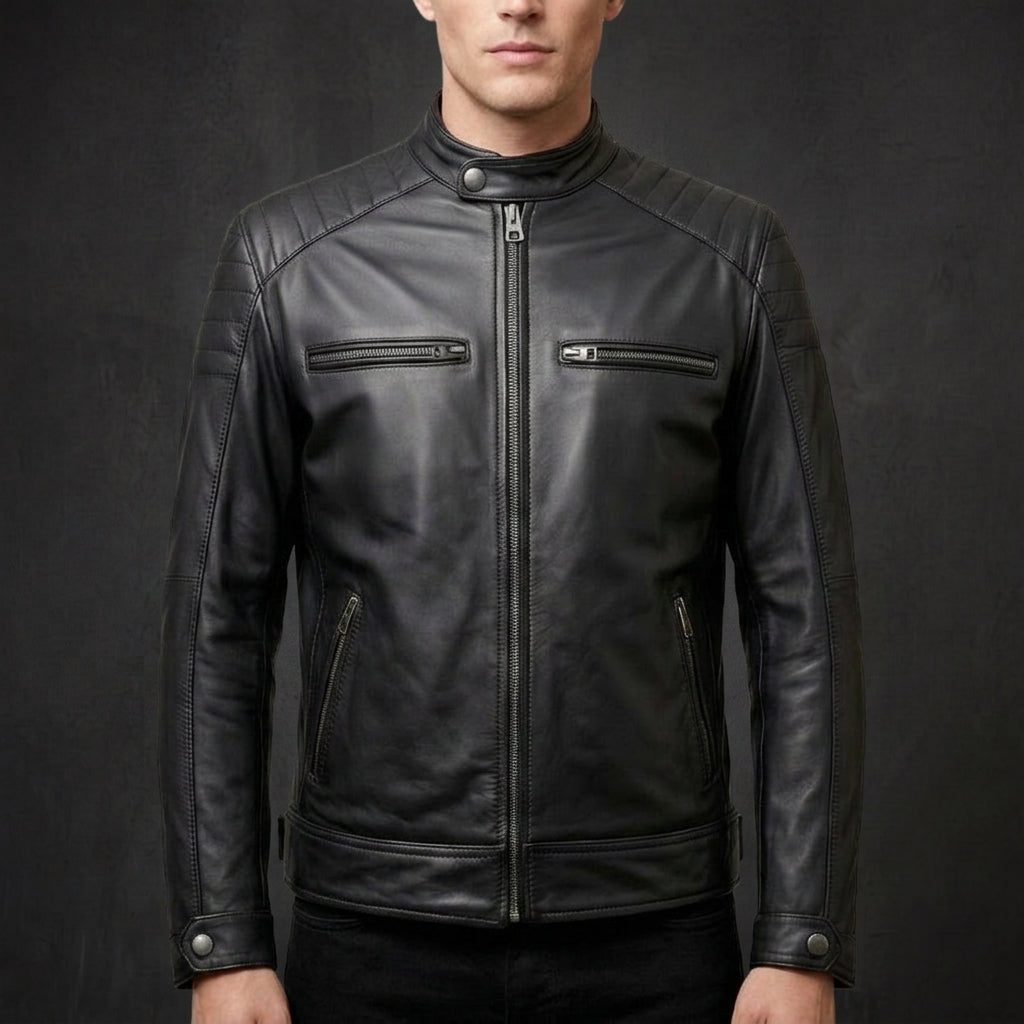 Black Multi Pocket Racer Jacket