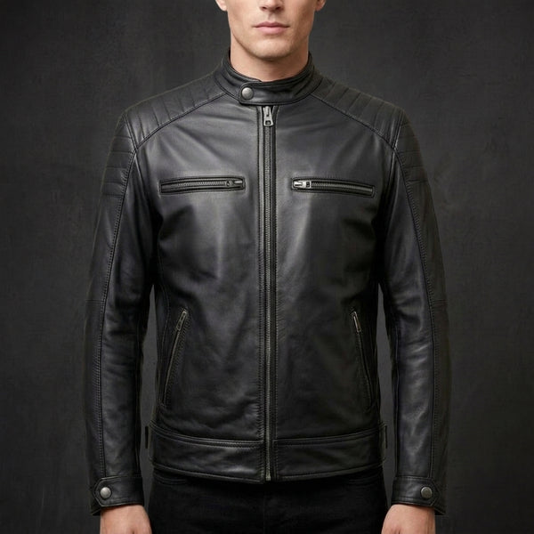 Black Multi Pocket Racer Jacket