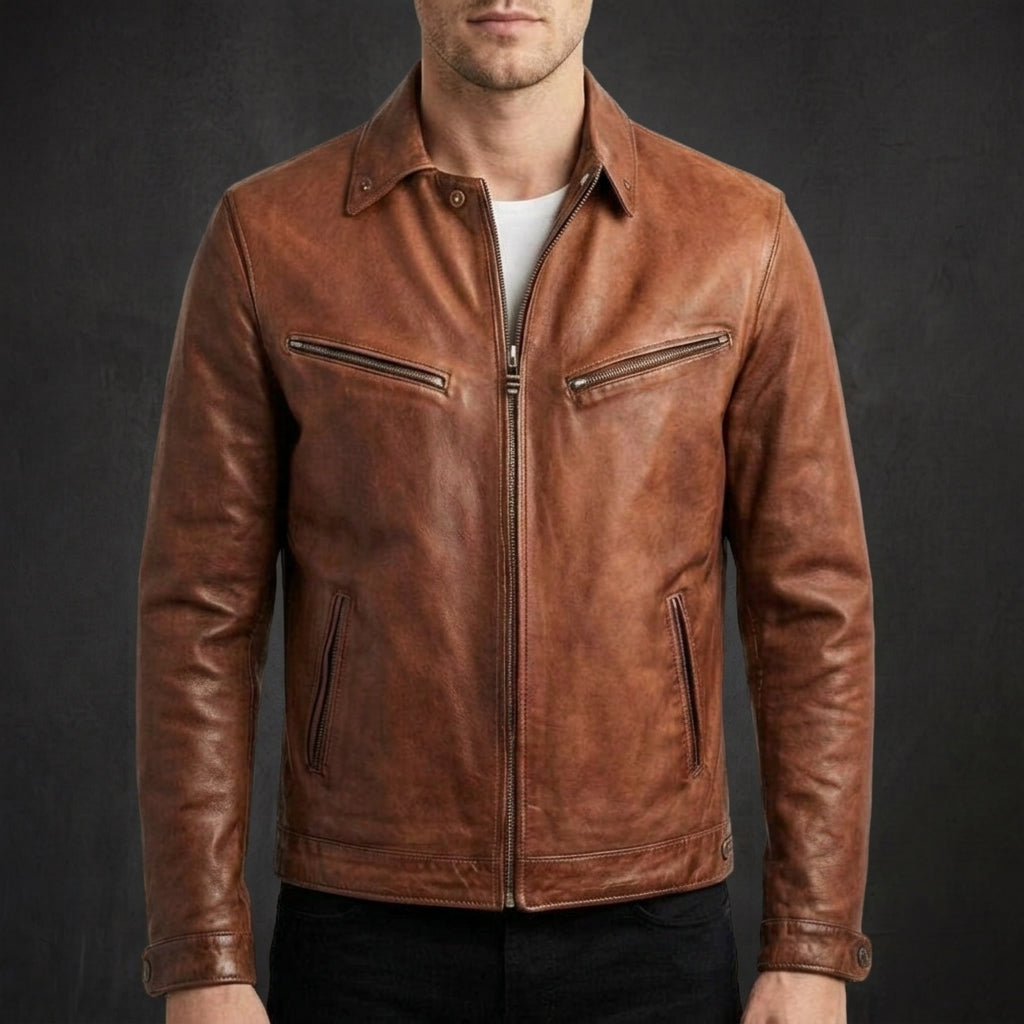 Brown Vintage Moto Jacket