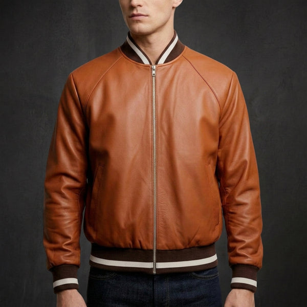 Brown Varsity Bomber Jacket