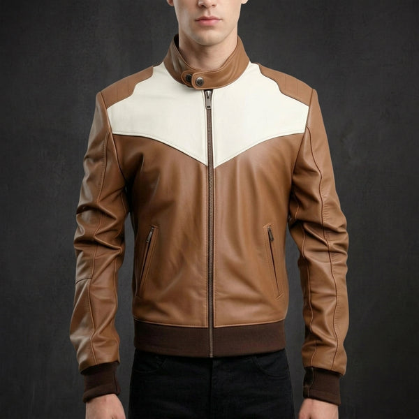 Brown White Bomber Jacket