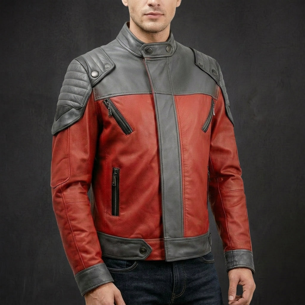 Charcoal Red Military Jacket