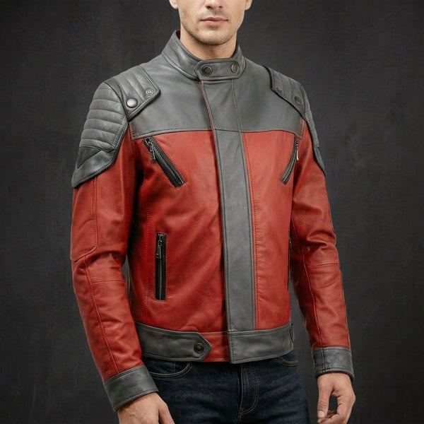 Charcoal Red Military Jacket