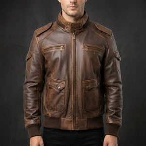 Distressed Brown Flight Jacket
