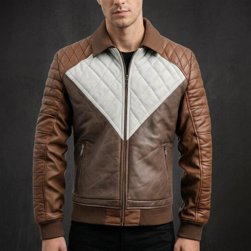 Coffee Grey Quilted Bomber Jacket