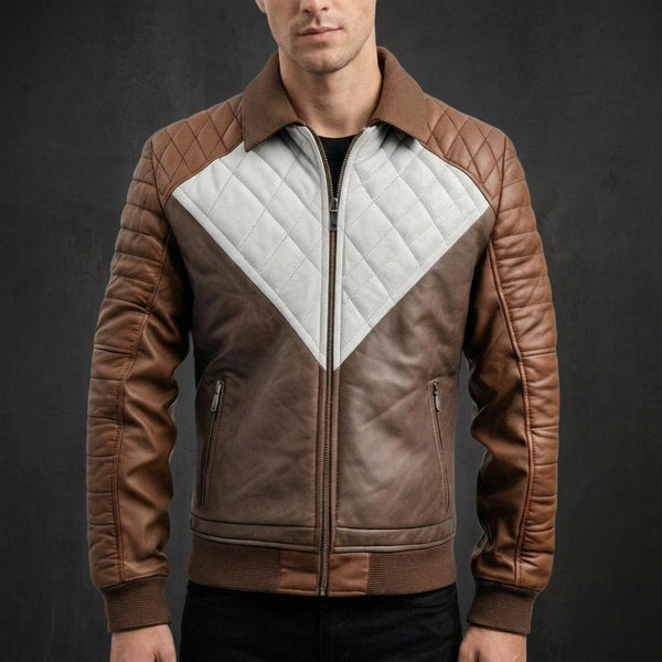Coffee Grey Quilted Bomber Jacket