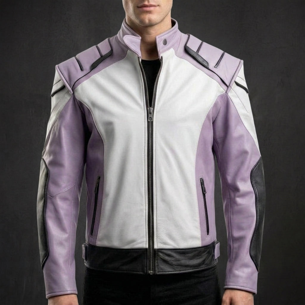 Lilac Grey Zip Biker Jacket