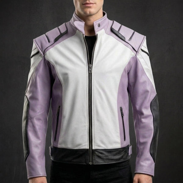 Lilac Grey Zip Biker Jacket