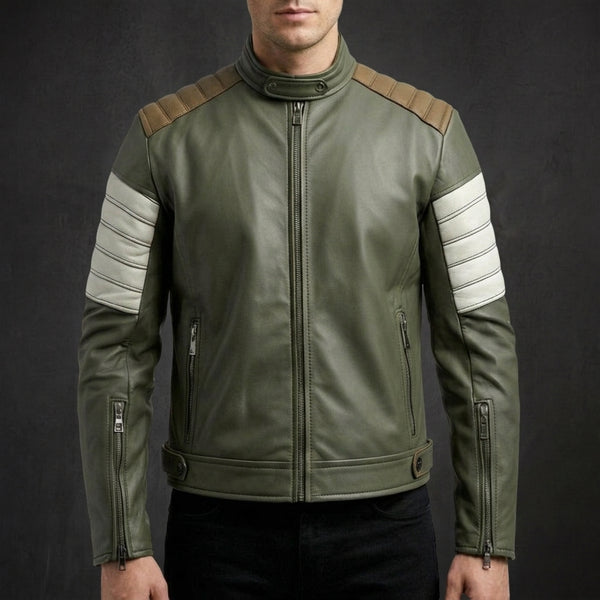 Moss Green Quilted Moto Jacket