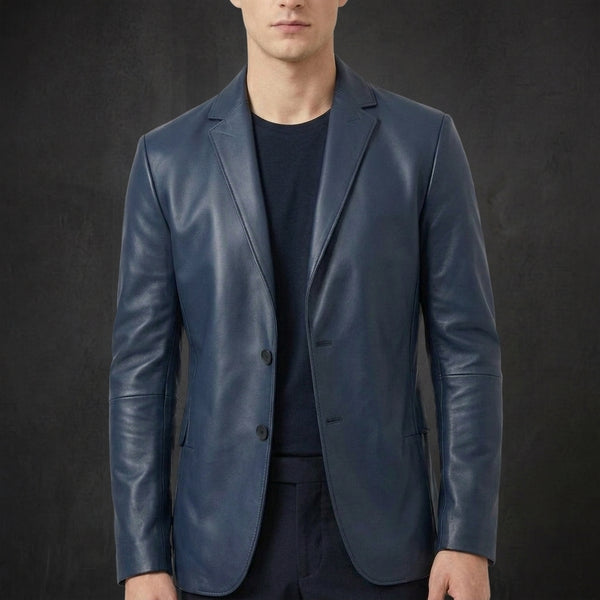 Navy Connaught Leather Blazer