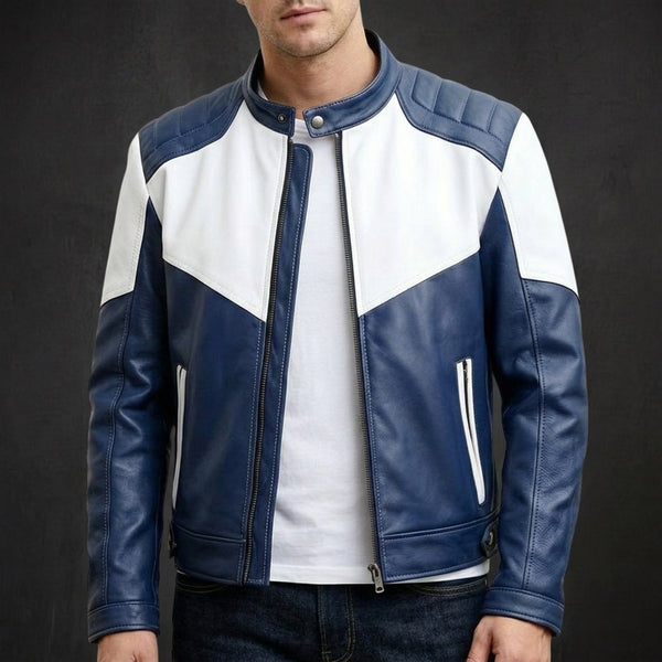 Navy White Racer Jacket