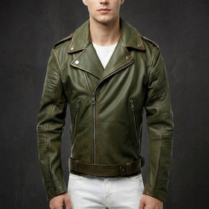 Olive Crossover Biker Jacket