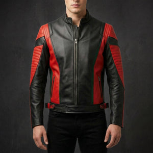 Red Black Winter Moto Jacket