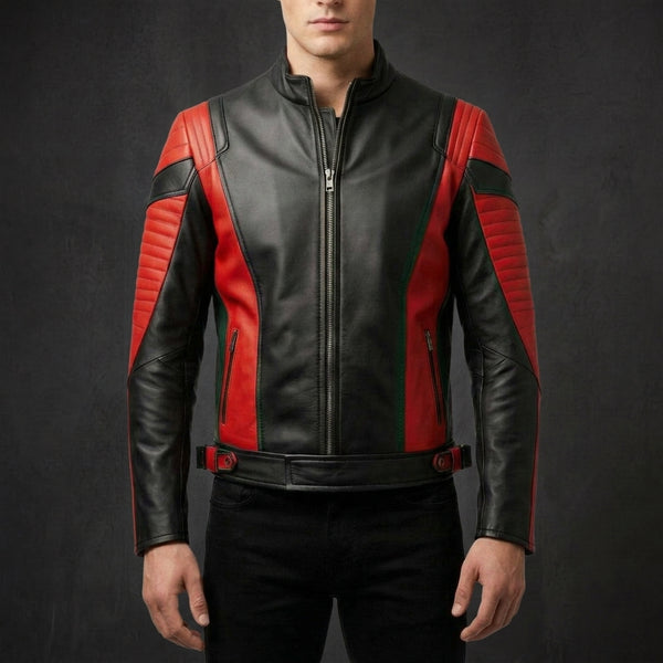 Red Black Winter Moto Jacket