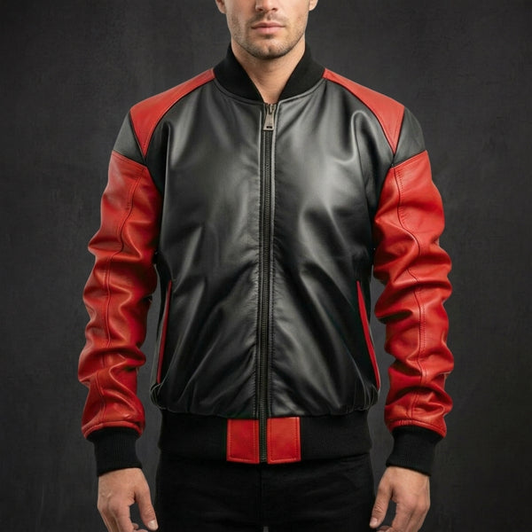 Red Black Varsity Bomber Jacket
