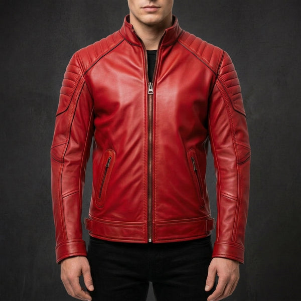 Red Retro Cafe Racer Jacket