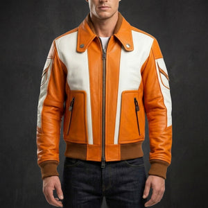 Orange White Aviator Jacket