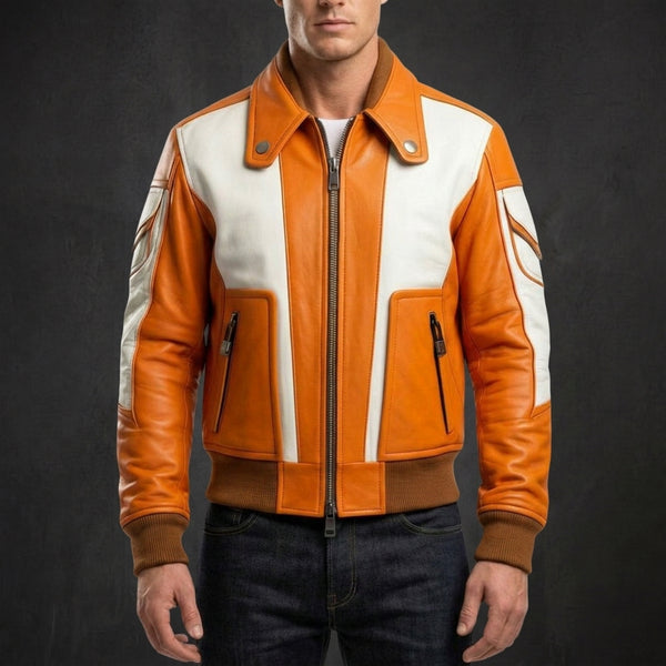 Orange White Aviator Jacket