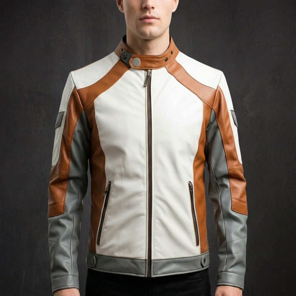 Brown White Racer Jacket