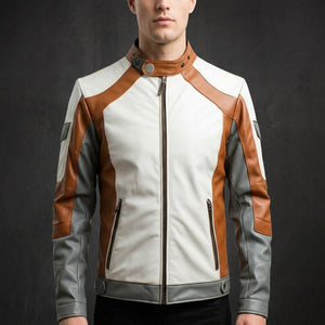 Brown White Racer Jacket
