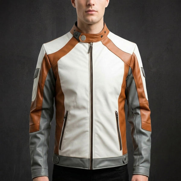 Brown White Racer Jacket