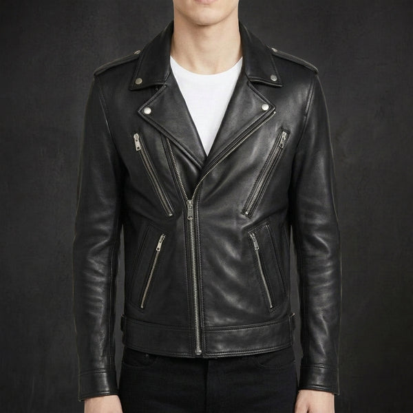 Smoke Grey Asymmetric Biker Jacket