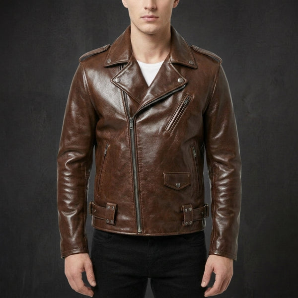 Vintage Brown Leather Coat
