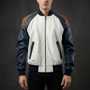 White Navy Bomber Jacket