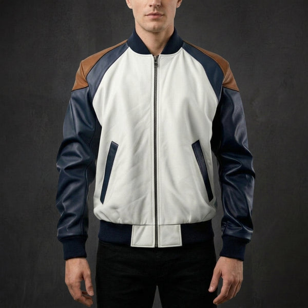 White Navy Bomber Jacket