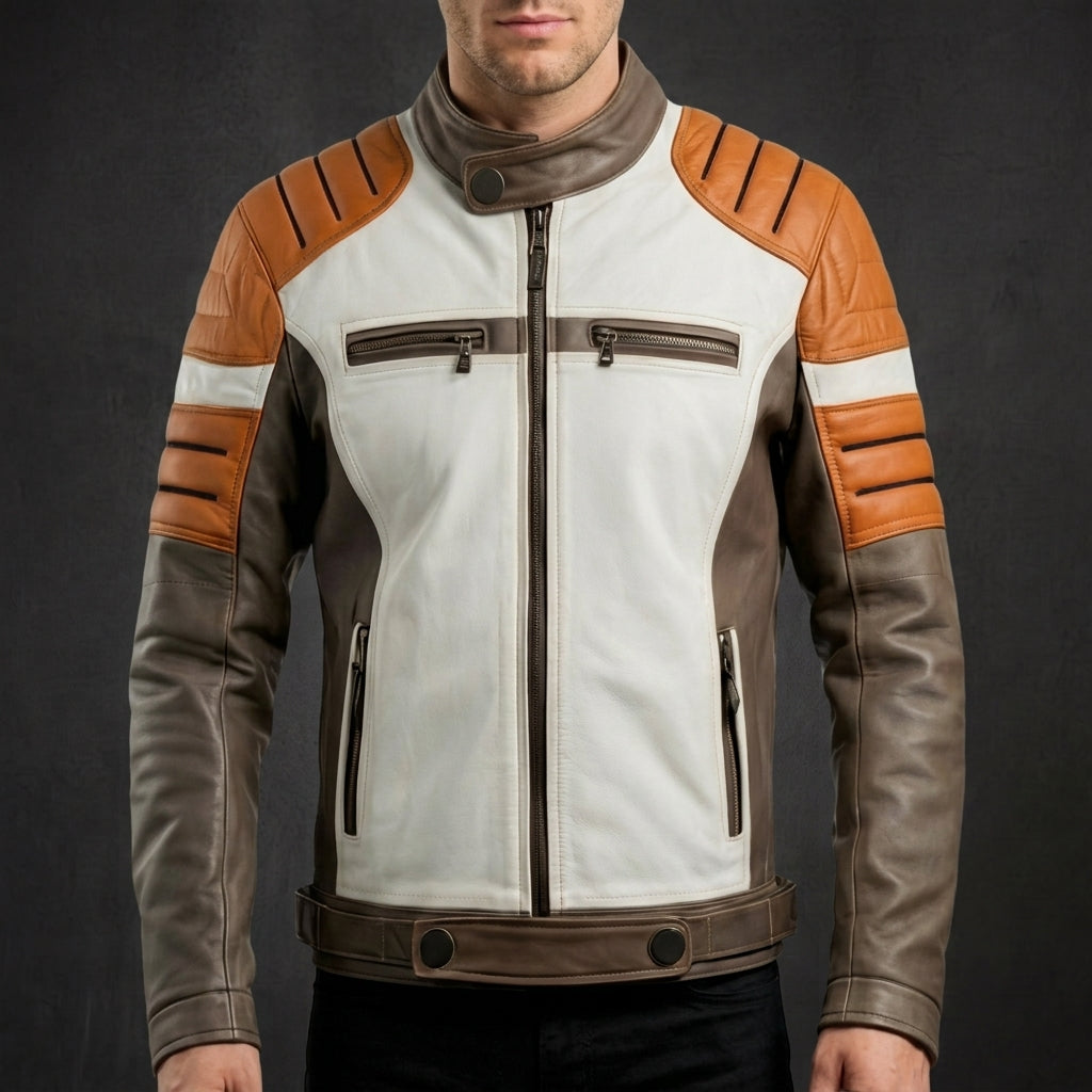 Rust Brown Cafe Racer Jacket