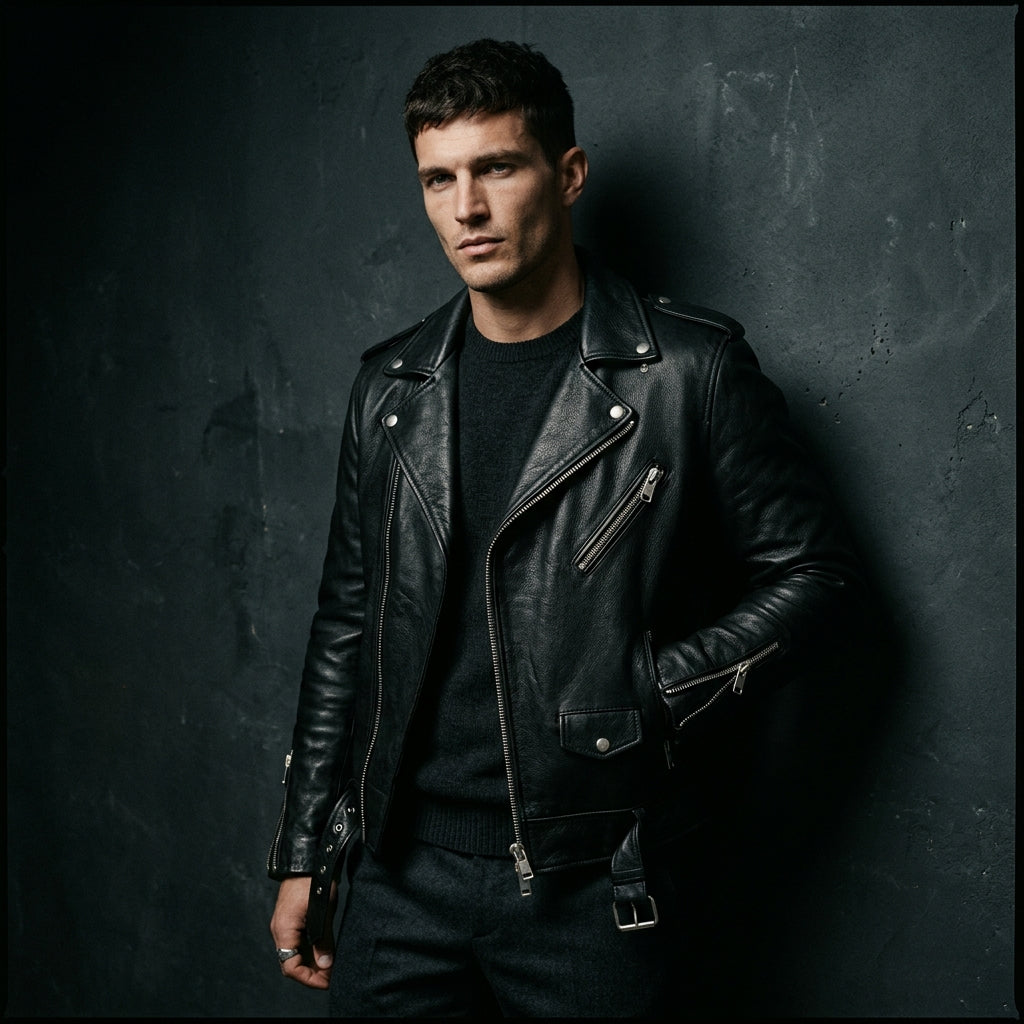Men's biker leather jacket — Sigma Leathers outerwear