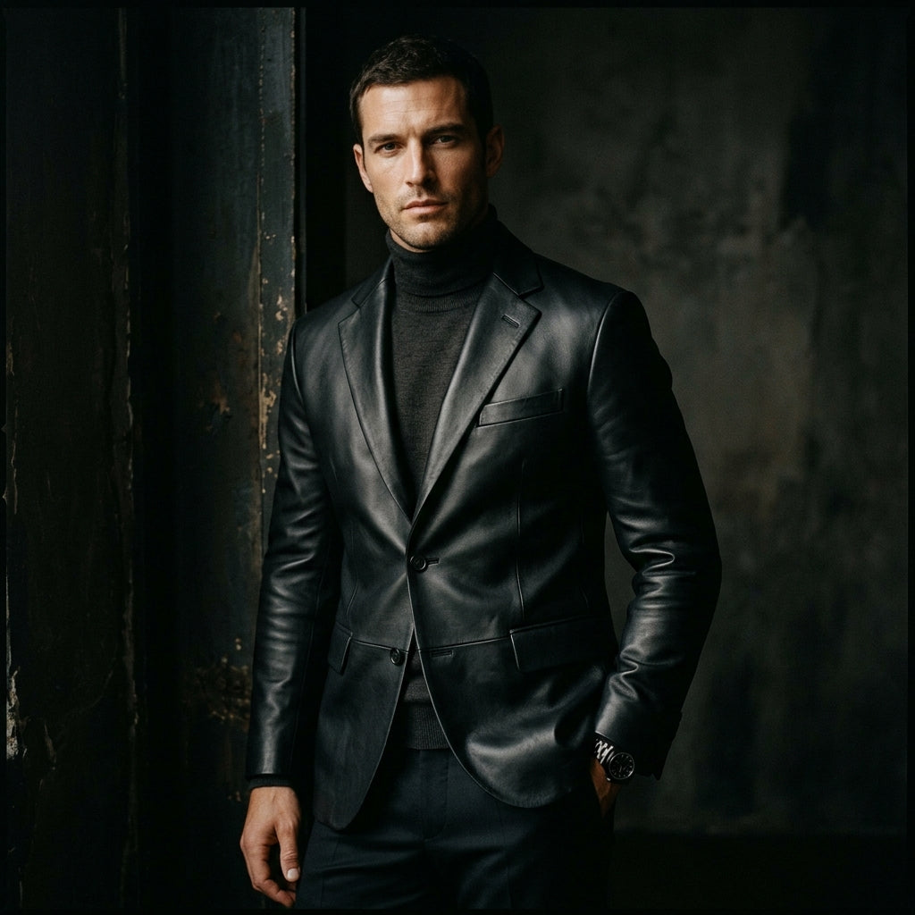Men's leather blazer jacket — Sigma Leathers outerwear