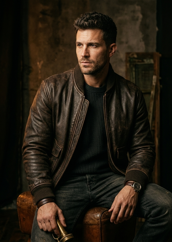 Men's bomber leather jacket — Sigma Leathers outerwear